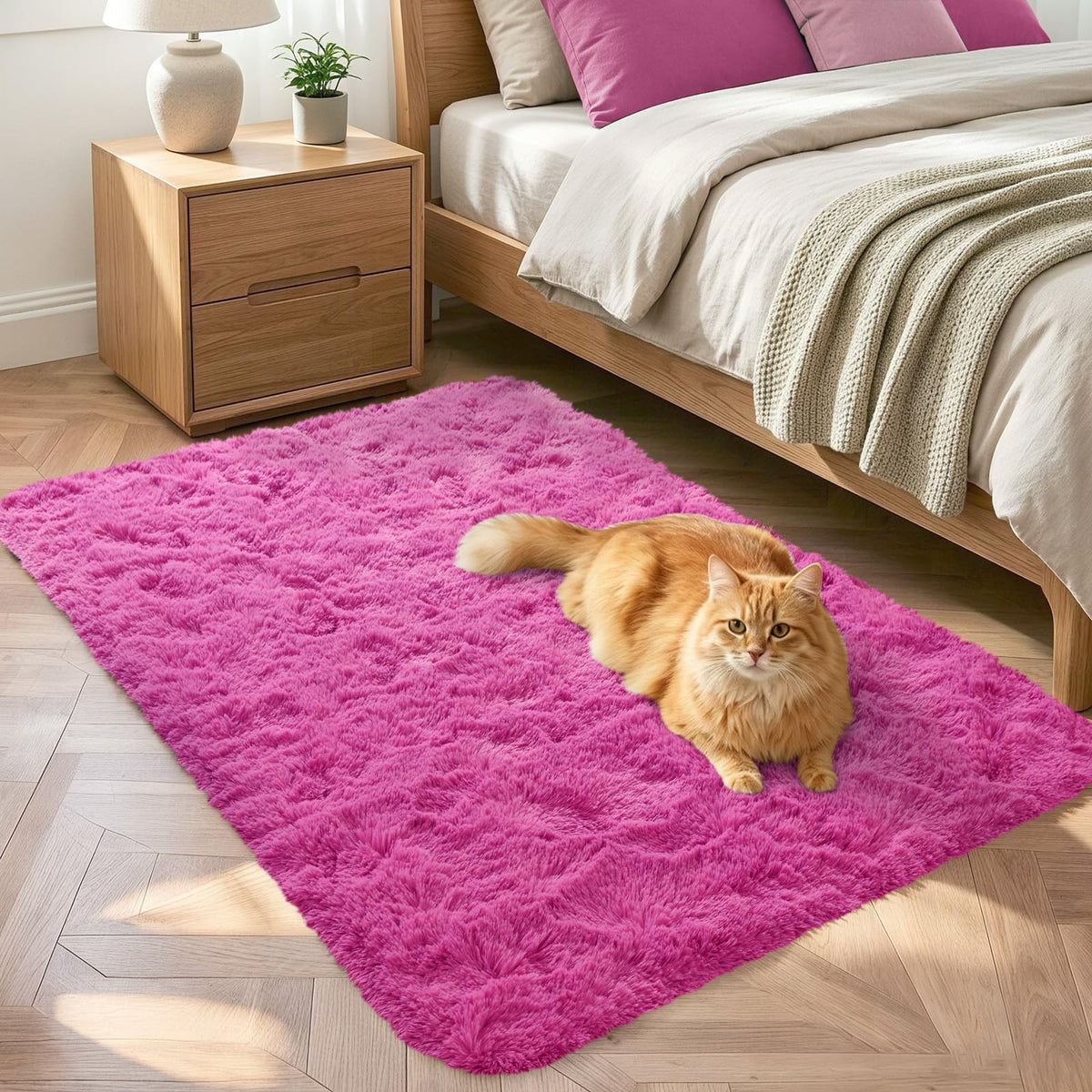 Noahas 2x6 Black Fluffy Soft Runner Rug Non-Slip for Bedroom Dorm Hallway
