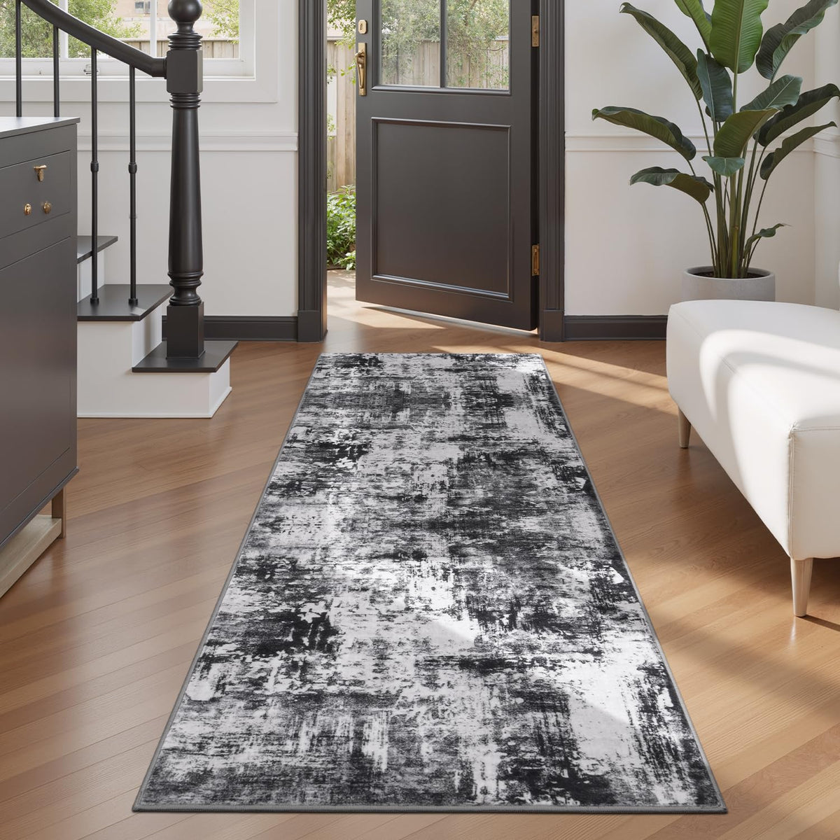 Rugflix 8x10 Area Rug for Living Room, Washable Navy Blue Dark Black Carpet