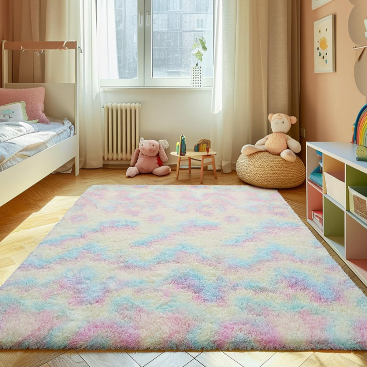 8x10 Fluffy Area Rugs for Living Room,Black Large Shag Area Rug for Bedroom
