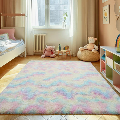 8x10 Fluffy Area Rugs for Living Room,Black Large Shag Area Rug for Bedroom