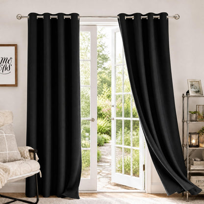 HOMEIDEAS Blackout Curtains for Bedroom 52 X 84 Inch Long 2 Panels Set Light Grey/Gray Room Darkening Curtains/Drapes, Soundproof Thermal Grommet Window Curtains for Living Room