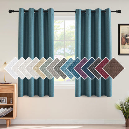 H.VERSAILTEX Linen Blackout Curtain 84 Inches Long for Bedroom/Living Room Thermal Insulated Grommet Linen Look Curtain Drapes Primitive Textured Burlap Effect Window Drapes 1 Panel - Heather Ivory