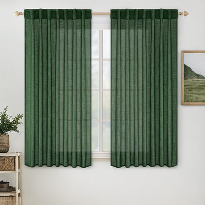 MIULEE Natural White Linen Curtains 52x84 Inch Long for Bedroom Living Room