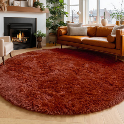 Amdrebio Pink Circle Round Fluffy Area Rug 4Ft for Girls Bedroom Kids Room