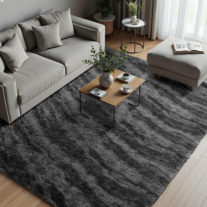 Zentavio 5x8 Area Rugs for Bedroom Fluffy Rugs for Living Room Carpet Large Fuzzy Soft Shag Aesthetic Plush High Pile Gray Throw Rug for Nursery Kids Room Dorm Waved Grey