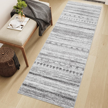 5x7 Area Rugs for Living Room Machine Washable Rug Distressed Indoor Carpet Neutral Moroccan Boho Rug Ultra Soft Area Rug for Bedroom Dining Room Playroom Office, Grey