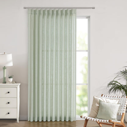 Vision Home Natural Linen Pinch Pleated Semi Sheer Curtains 42Wx90Lx2