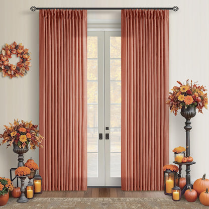TWODRAPES Natural Pinch Pleated Linen Semi Sheer 84 Inch Curtains 2 Panels