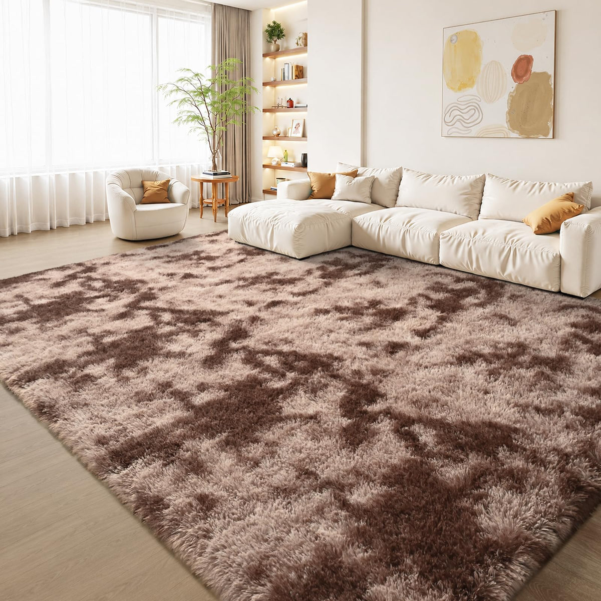 Zentavio 5x8 Area Rugs for Bedroom Fluffy Rugs for Living Room Carpet Large Fuzzy Soft Shag Aesthetic Plush High Pile Gray Throw Rug for Nursery Kids Room Dorm Waved Grey
