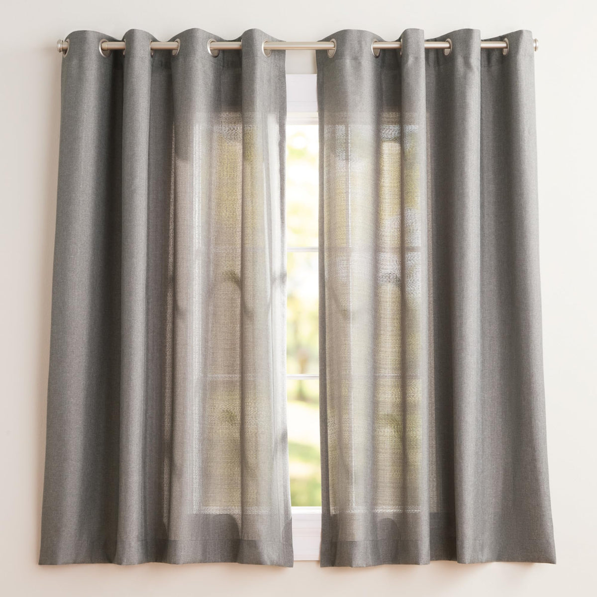 Exclusive Home Loha Linen Grommet Top Curtain Panel Pair, 84"x54", Winter White