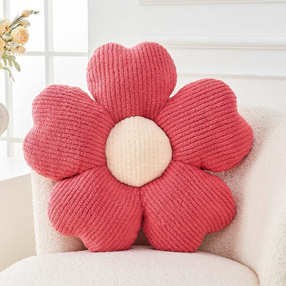 Kcvvcr Flower Throw Pillow, Cute Flower Shaped Pillow Decorative Throw Pillow for Bed Couch, Soft Daisy Pillows Floor Seating Cushion Cushions (14.9 Inch White+Green)