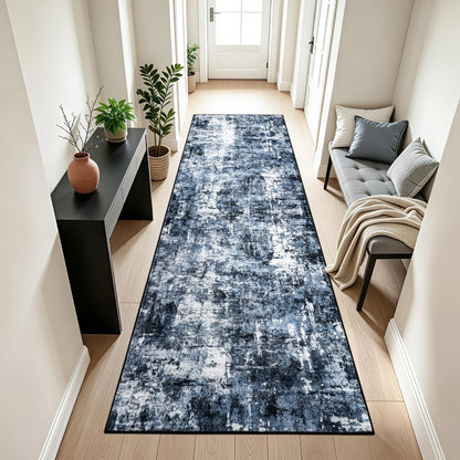 Rugflix 8x10 Area Rug for Living Room, Washable Navy Blue Dark Black Carpet