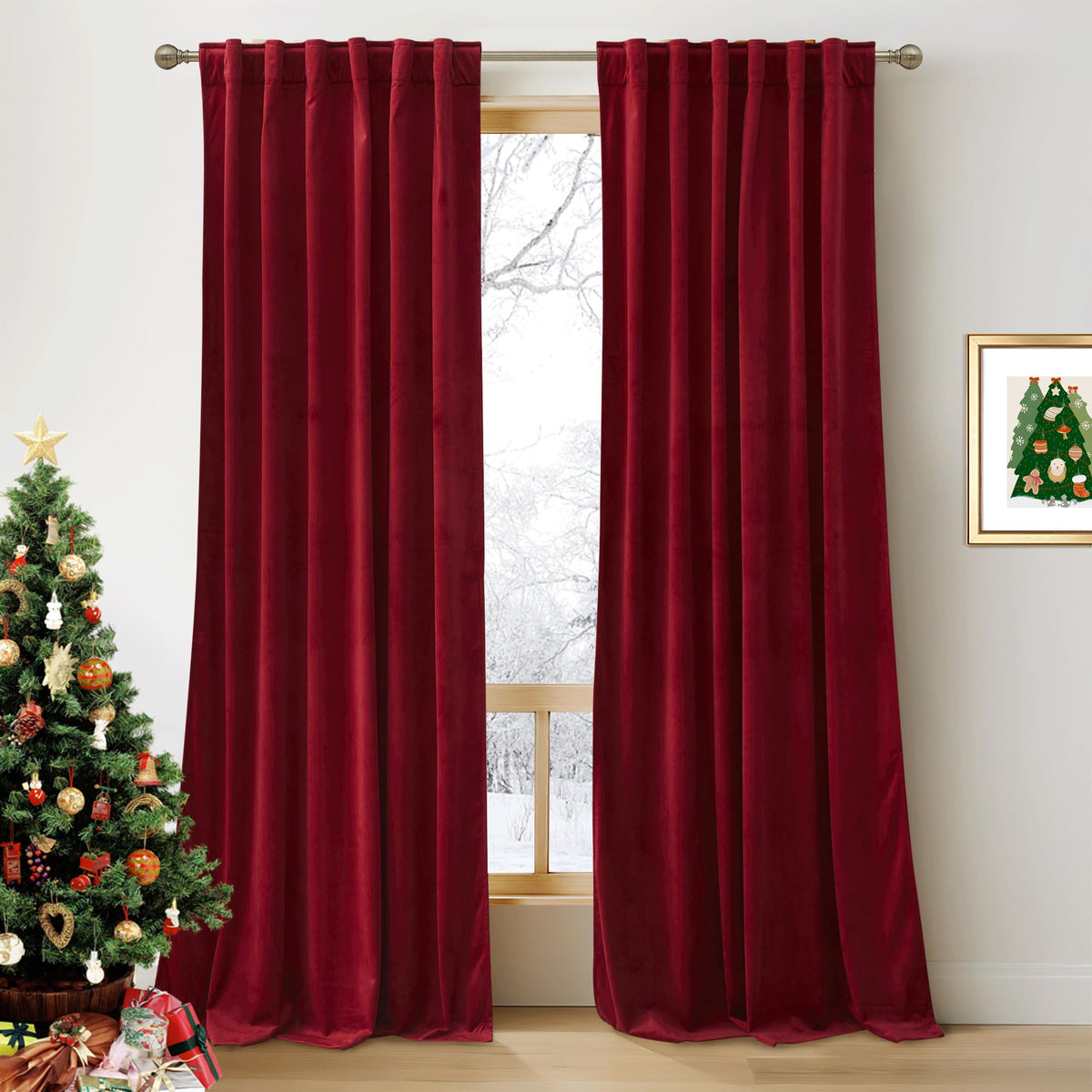 RYB HOME Blue Velvet Blackout Curtains for 84 inches Bedroom Living Room
