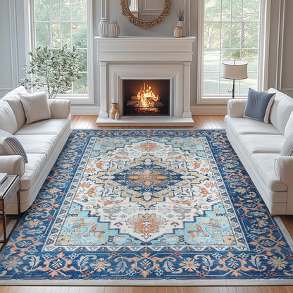 Lofus 5x7 Area Rugs for Living Room Bedroom, Soft Boho Carpet Floral Brown