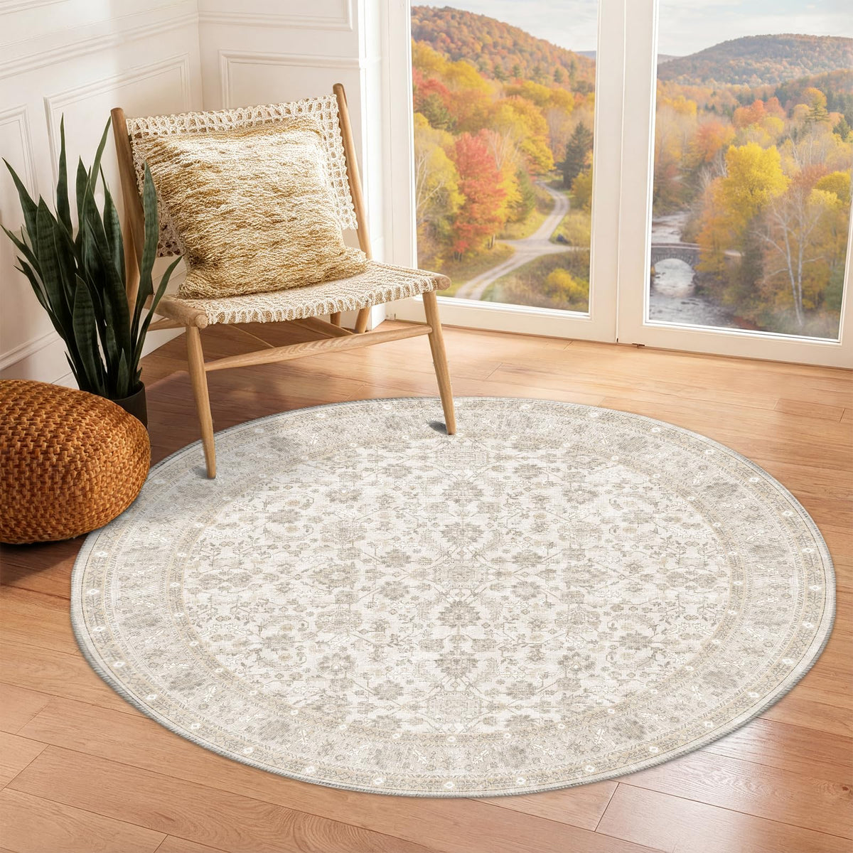 OPPODREAM Vintage Blue Area Rugs 5x7, Washable Rug for Living Room