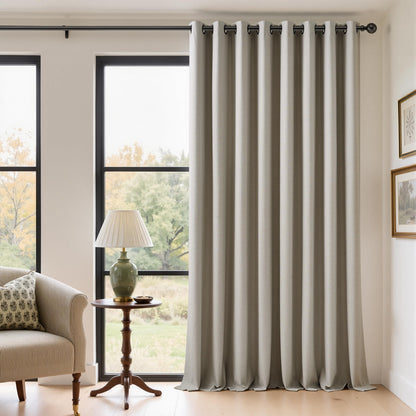 Natural Ivory 100% Blackout Grommet Linen Curtains 90 Inch Long 2 Panels