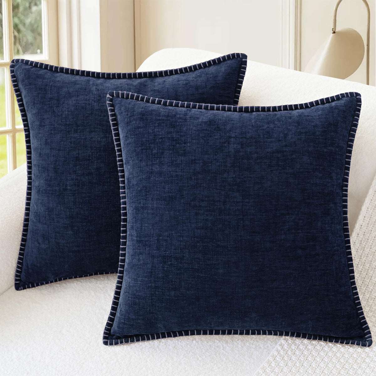 CaliTime Decorative Couch Throw Pillow Covers 18 X 18 Inches Smoke Blue