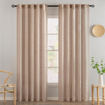 MIULEE Natural White Linen Curtains 52x84 Inch Long for Bedroom Living Room