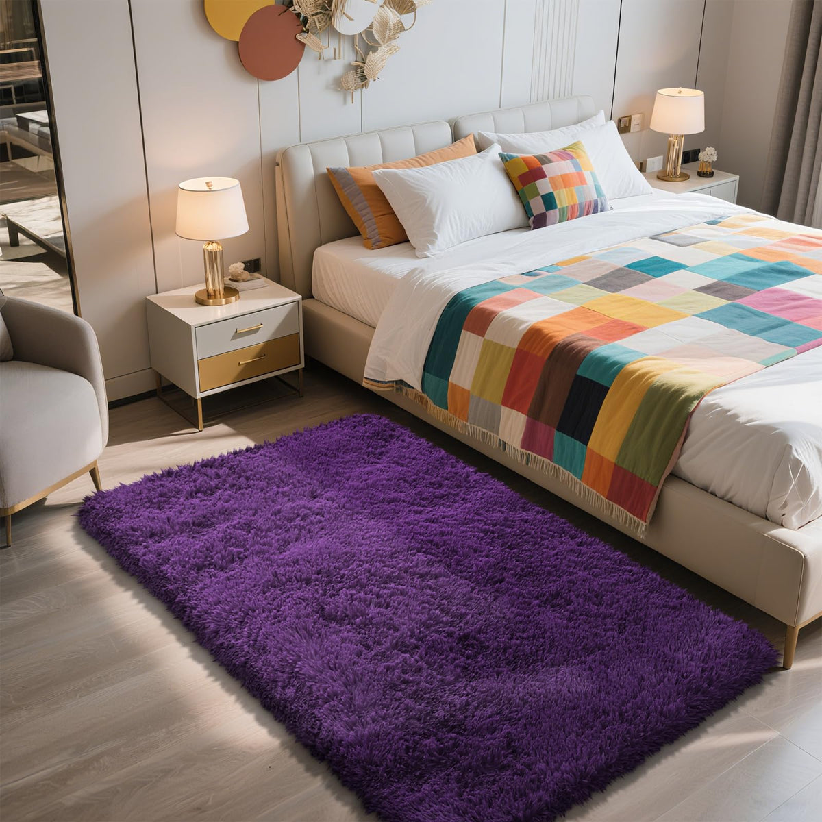 8x10 Fluffy Area Rugs for Living Room,Black Large Shag Area Rug for Bedroom