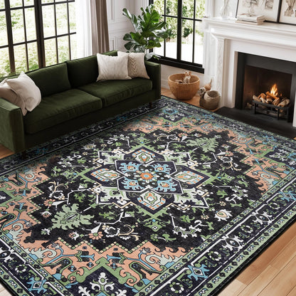 Lofus 5x7 Area Rugs for Living Room Bedroom, Soft Boho Carpet Floral Brown