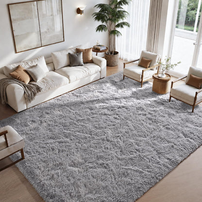 Zentavio 5x8 Area Rugs for Bedroom Fluffy Rugs for Living Room Carpet Large Fuzzy Soft Shag Aesthetic Plush High Pile Gray Throw Rug for Nursery Kids Room Dorm Waved Grey