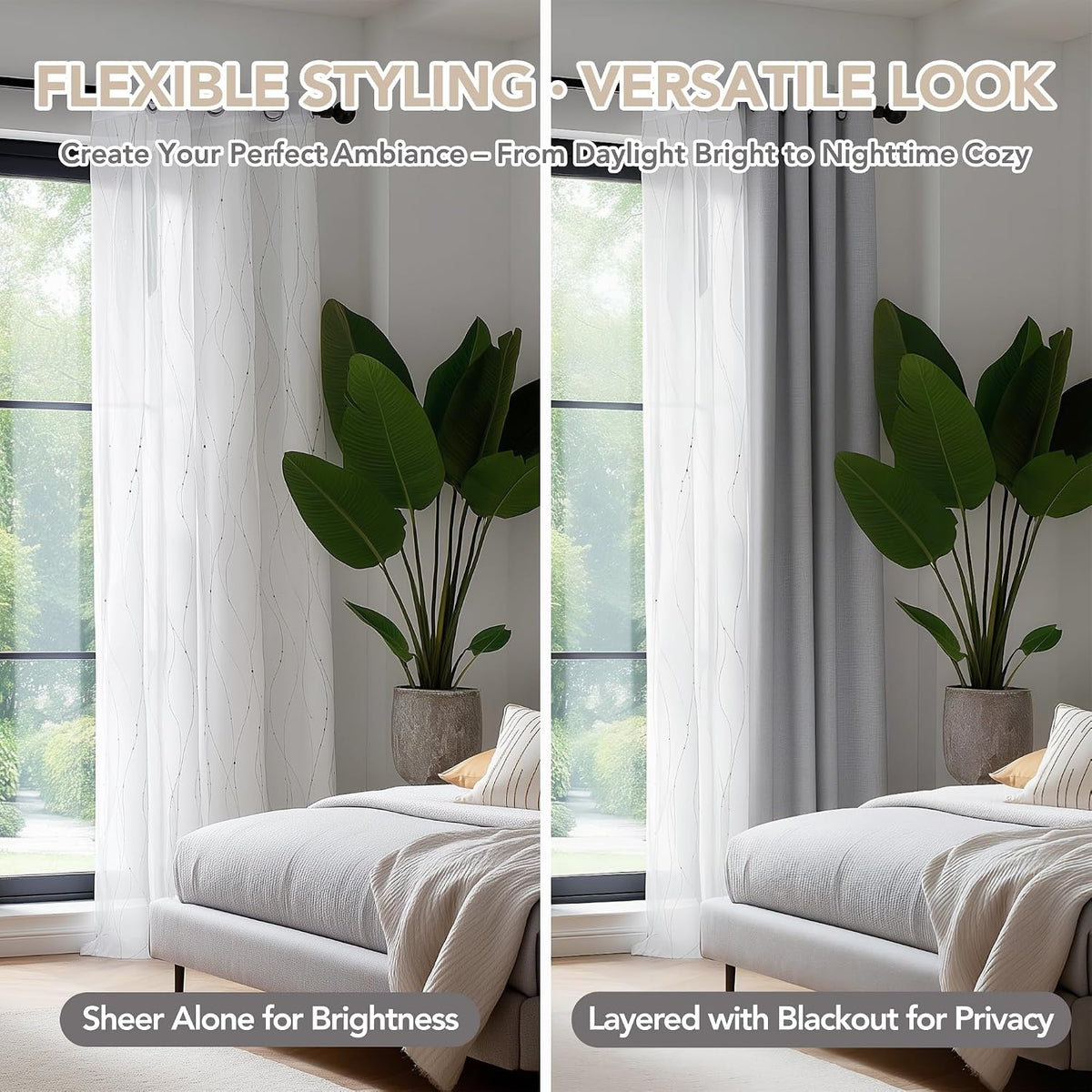 Deconovo Light Filtering Sheer Curtains 72 Inches Long for Living Room
