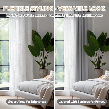 Deconovo Light Filtering Sheer Curtains 72 Inches Long for Living Room