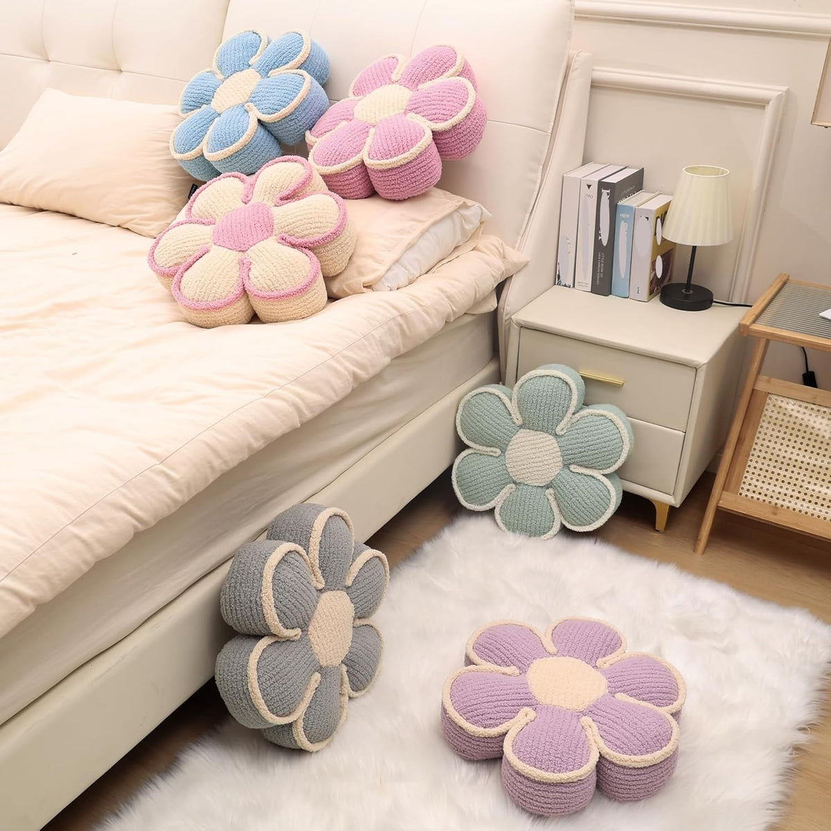 Flower Pillow 16" Sage Green Cute Daisy Decorative Throw Pillows for Bed