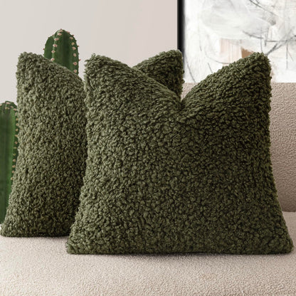 Foindtower Decorative Fuzzy Faux Fur Throw Pillow Covers 24x24 Inch Oatmeal