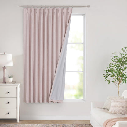 Vision Home Sand Pinch Pleated Full Blackout Curtains Linen Blended Room Darkening Window Curtains 95 inch for Living Room Bedroom Thermal Insulated Pinch Pleat Drapes with Hooks 2 Panel 40" Wx95 L