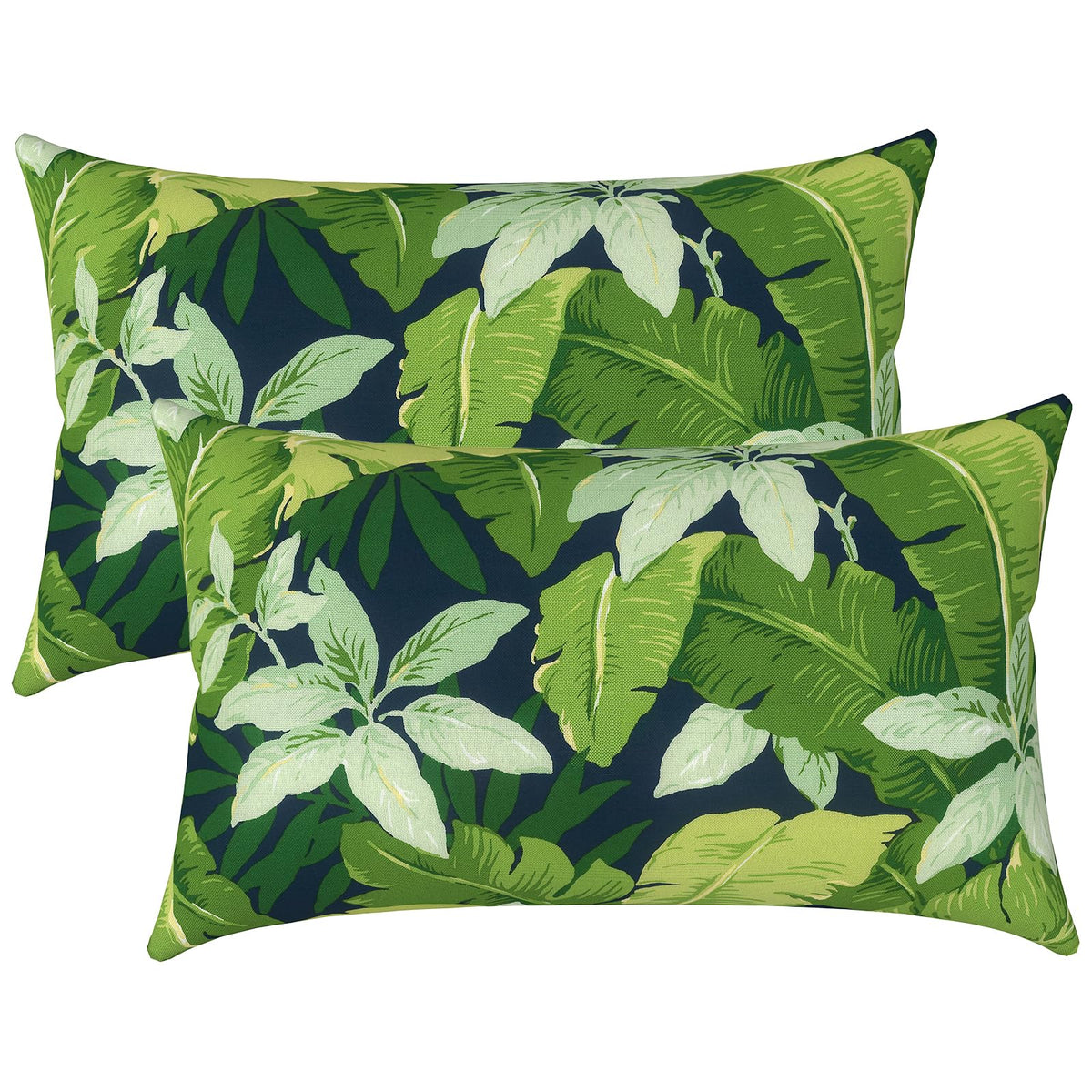 LVTXIII Set of 2 Patio Lumbar Pillows, 12" x 20" Fade Resistant Outdoor Lumbar Pillow with Inners, Fluffy Decorative Garden Lumbar Cushions for Home Patio Coach Sofa Use, Jacobean Black