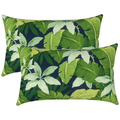 LVTXIII Set of 2 Patio Lumbar Pillows, 12" x 20" Fade Resistant Outdoor Lumbar Pillow with Inners, Fluffy Decorative Garden Lumbar Cushions for Home Patio Coach Sofa Use, Jacobean Black