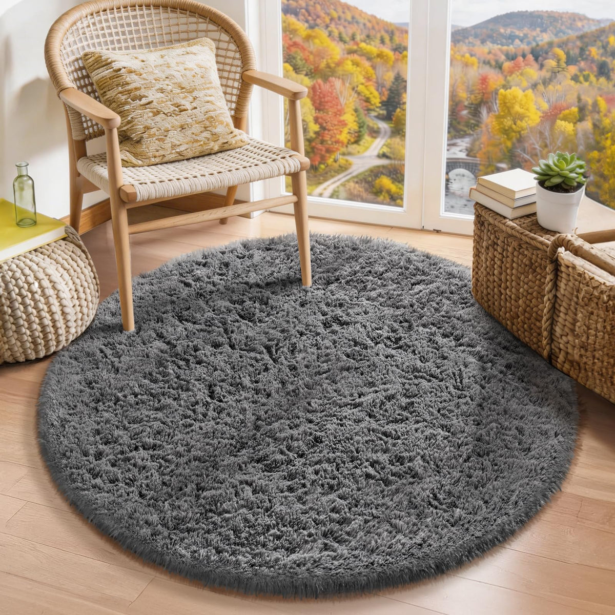 Ophanie Small Rug Upgrade Non Slip Throw Bedside Area Rugs, Fluffy Soft Grey Mini Bedroom Carpet, Affordable Door Entryway Indoor Inside Front Entrance Dog 2x3 Mat, Home Decor Aesthetic, Nursery