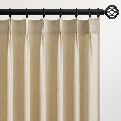 Topfinel Oatmeal Beige Pinch Pleated Curtains 84 Inches Long for Living Room 2 Panels Sets,Stone Washed Linen Earth Tone Decor Back Tab Boho Neutral Greige Earthy Sheer Curtain for Bedroom