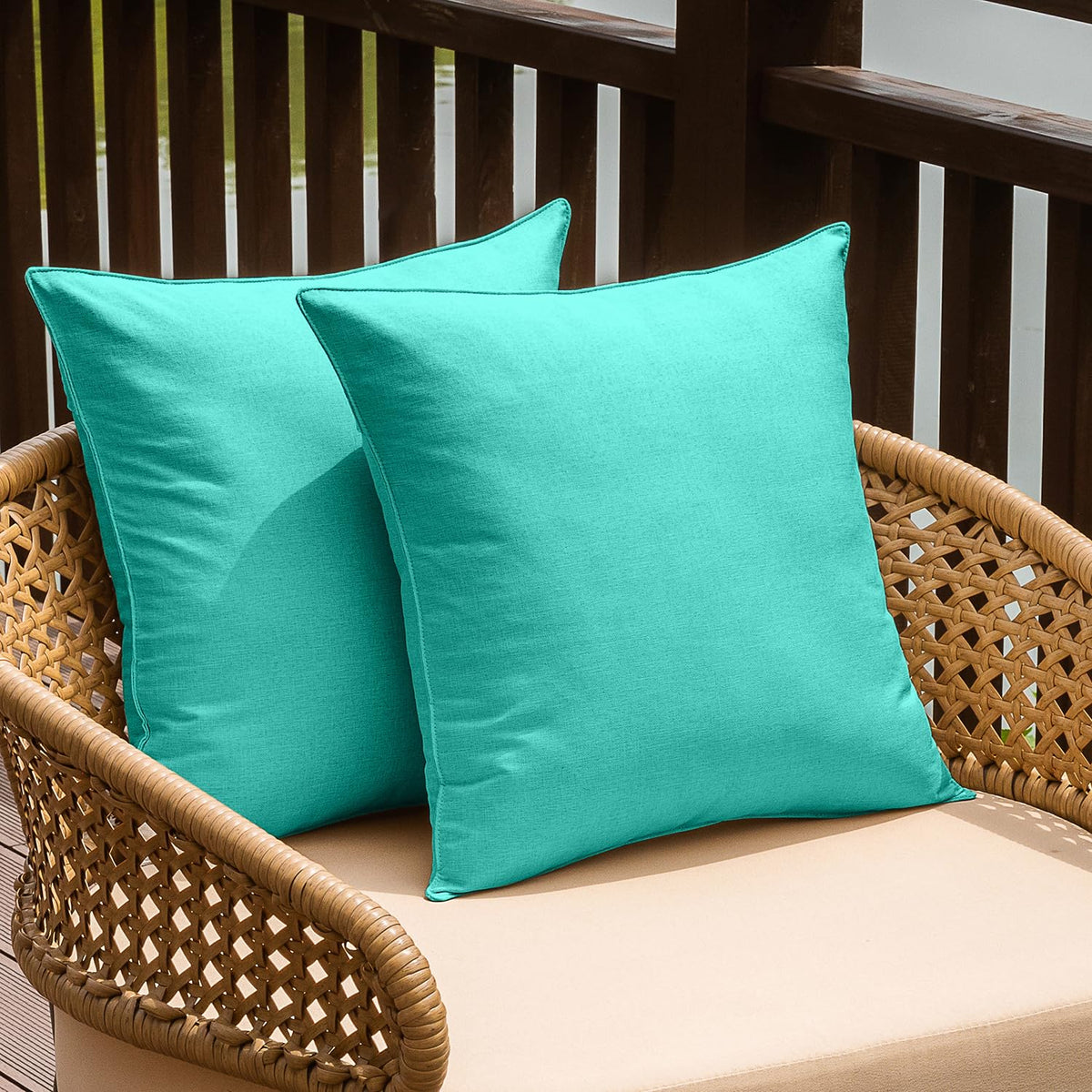 NiNi ALL Waterproof Outdoor Pillow Covers 18x18 Set of 2 Patio Black