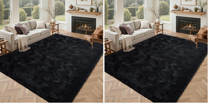 5x7 Black Area Rugs for Living Room, Large Fluffy Shag Bedroom Rugs Non-Slip, Ultra Soft Plush Carpet for Nursery Kids PlayRoom Dorm Office Indoor Modern Carpets