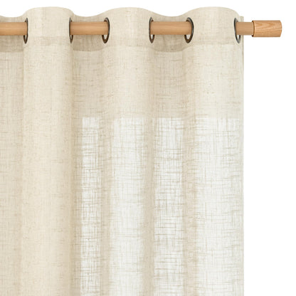 LAMIT Cream Ivory Linen Semi Sheer Curtains 84 inch Length for Bedroom