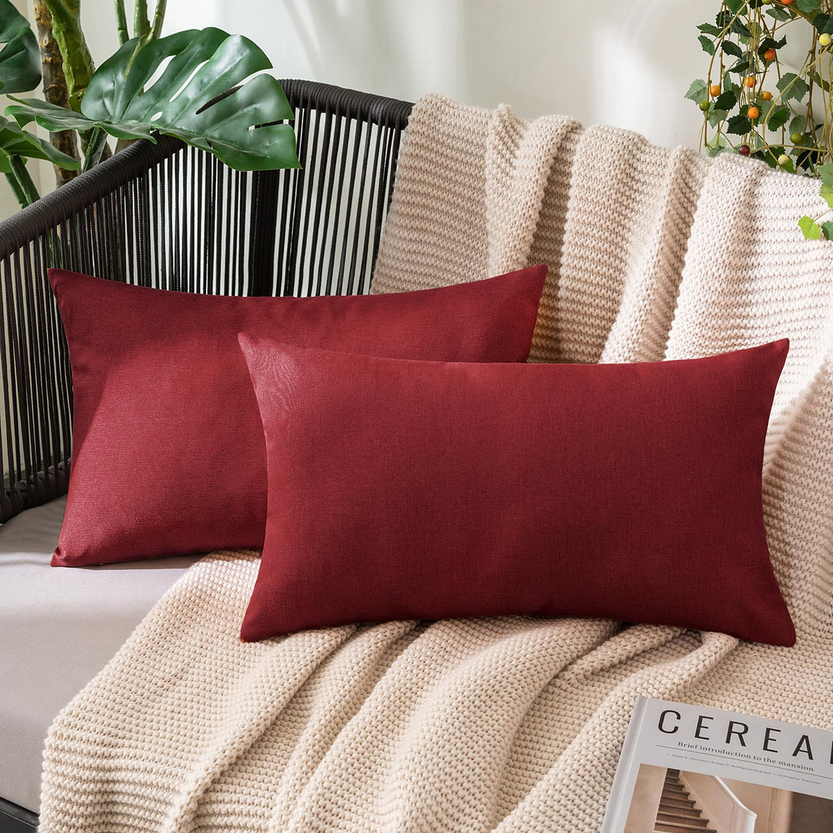 MIULEE Decorative Outdoor Pillow Covers Fall 18x18 Rust