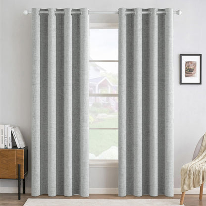 MIULEE 100% Blackout Linen Curtains for Bedroom 52x84 Inches Natural Beige