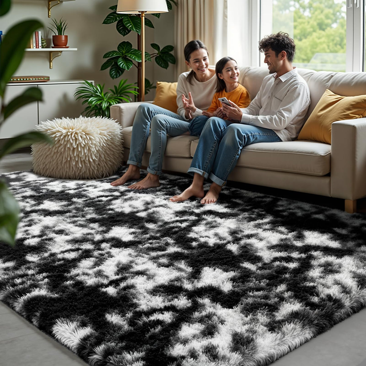 Zentavio 5x8 Area Rugs for Bedroom Fluffy Rugs for Living Room Carpet Large Fuzzy Soft Shag Aesthetic Plush High Pile Gray Throw Rug for Nursery Kids Room Dorm Waved Grey