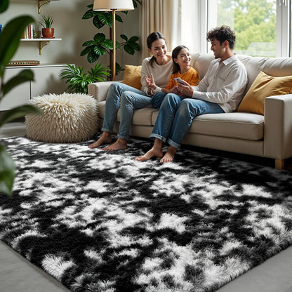 Zentavio 5x8 Area Rugs for Bedroom Fluffy Rugs for Living Room Carpet Large Fuzzy Soft Shag Aesthetic Plush High Pile Gray Throw Rug for Nursery Kids Room Dorm Waved Grey