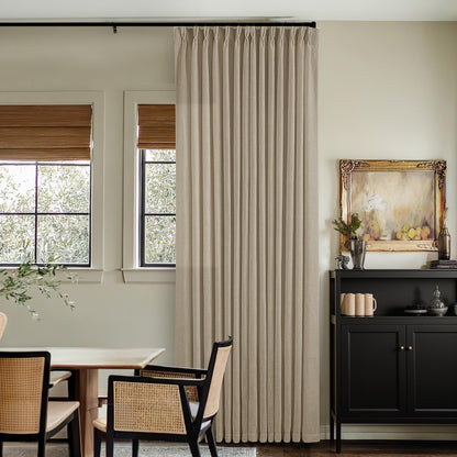 TWODRAPES Natural Pinch Pleated Linen Semi Sheer 84 Inch Curtains 2 Panels