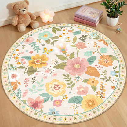 RELEANY Floral Washable 5x7 Area Rugs Pink