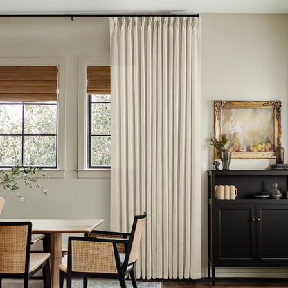 TWODRAPES Natural Pinch Pleated Linen Semi Sheer 84 Inch Curtains 2 Panels