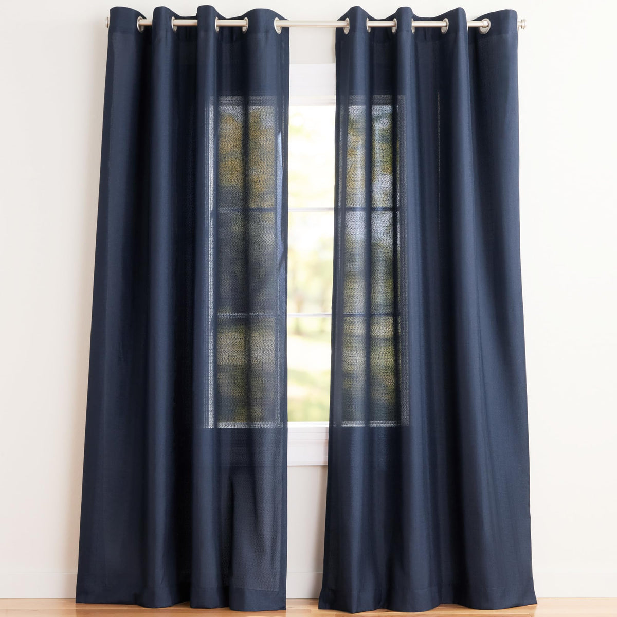 Exclusive Home Loha Linen Grommet Top Curtain Panel Pair, 84"x54", Winter White