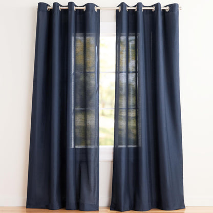 Exclusive Home Loha Linen Grommet Top Curtain Panel Pair, 84"x54", Winter White