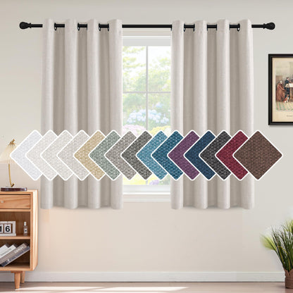 H.VERSAILTEX Linen Blackout Curtain 84 Inches Long for Bedroom/Living Room Thermal Insulated Grommet Linen Look Curtain Drapes Primitive Textured Burlap Effect Window Drapes 1 Panel - Heather Ivory