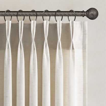 Topfinel Oatmeal Beige Pinch Pleated Curtains 84 Inches Long for Living Room 2 Panels Sets,Stone Washed Linen Earth Tone Decor Back Tab Boho Neutral Greige Earthy Sheer Curtain for Bedroom