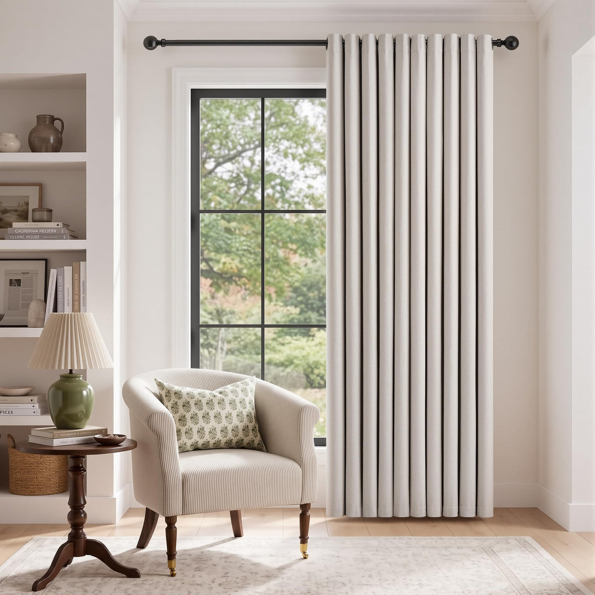 Natural Ivory 100% Blackout Grommet Linen Curtains 90 Inch Long 2 Panels