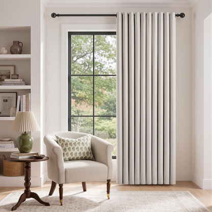 Natural Ivory 100% Blackout Grommet Linen Curtains 90 Inch Long 2 Panels